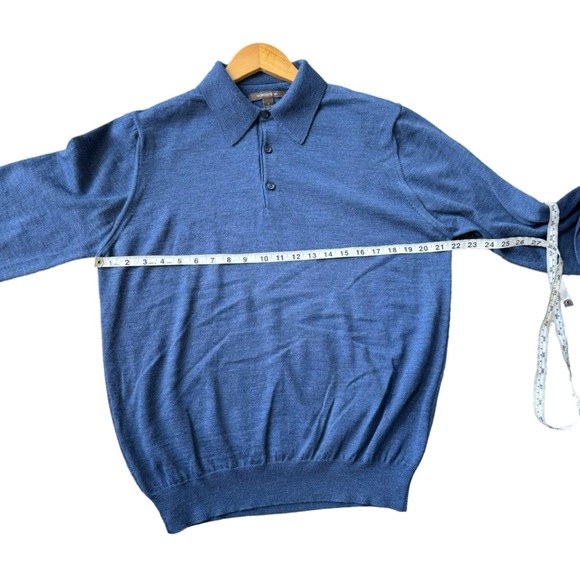Nordstrom Mens Knitted 1/4 Button Up Collar Marin Wool Blue Sweater Size M - Picture 8 of 10